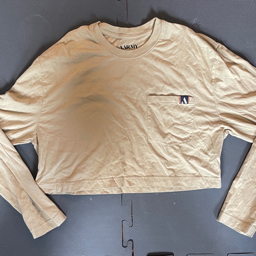 AARMY Tan Long Sleeve Crop Tee